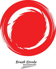 Vector red circle brush strokes on white background 