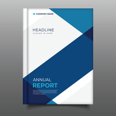 Fototapeta premium modern business annual report cover business with blue geometric diagonal template design