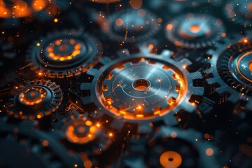 Abstract Network With Digital Gears