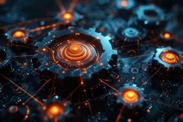 Abstract Network With Digital Gears