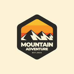 mountain logo vintage badge illustration. adventure logo template