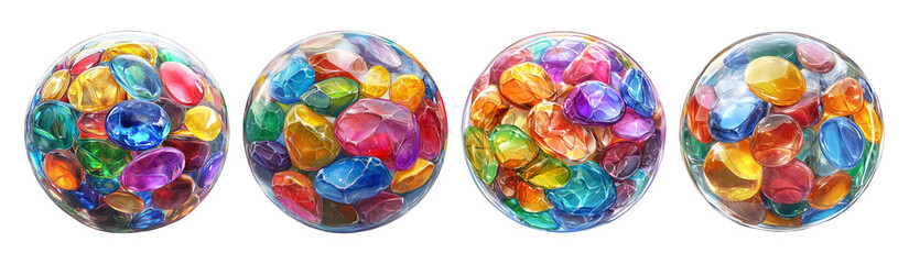 Fototapeta premium Colorful Gems Isolated on Transparent Background