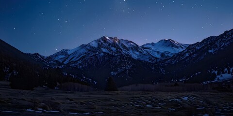 Mountain Reflection Under Starry Night Sky

