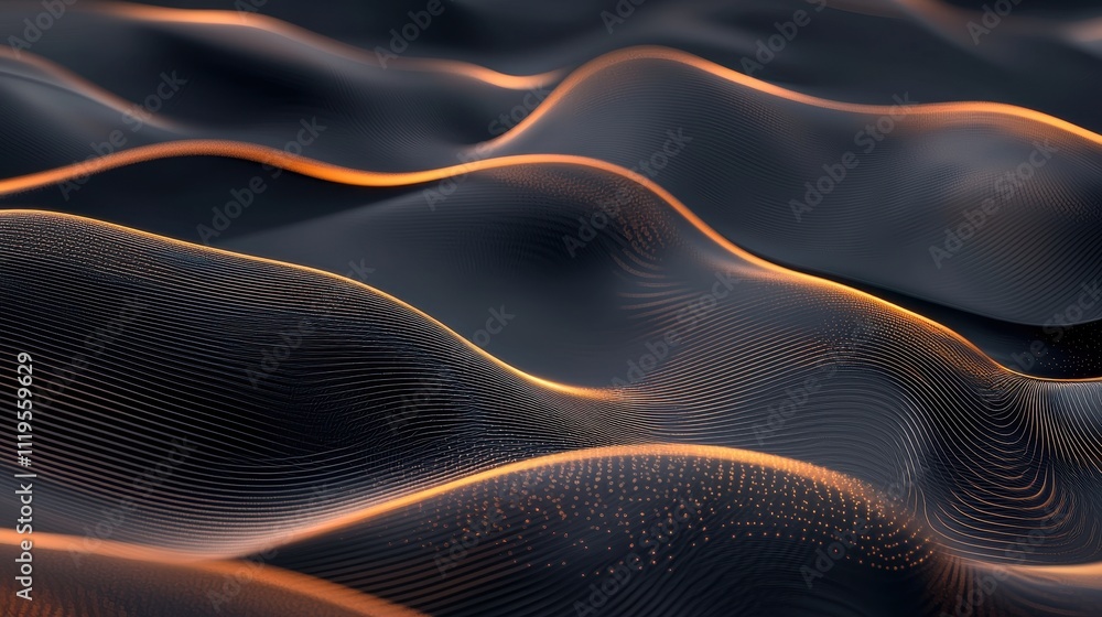 Poster elegant dynamic dark grainy background with soft flowing waves and subtle light details