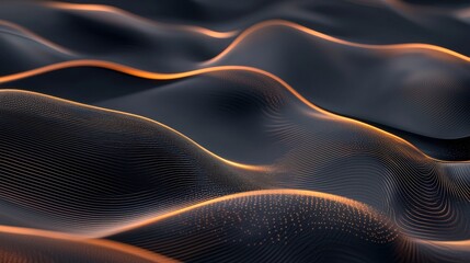 Naklejka premium Elegant Dynamic Dark Grainy Background with Soft Flowing Waves and Subtle Light Details