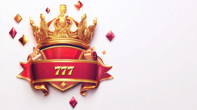 A vibrant and eye-catching casino banner for "King Slots 777" on a white background, featuring the name and graphics symbolizing slot machines and exciting jackpots.