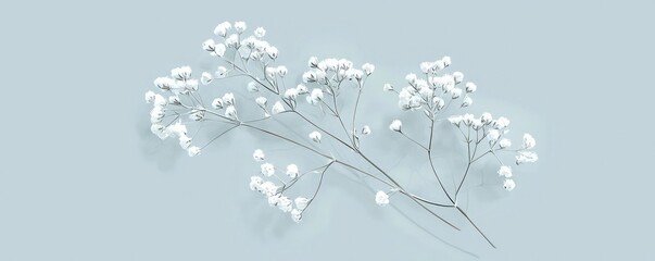 A flat template featuring delicate Gypsophila flowers, ideal for text messages in a minimalist design.