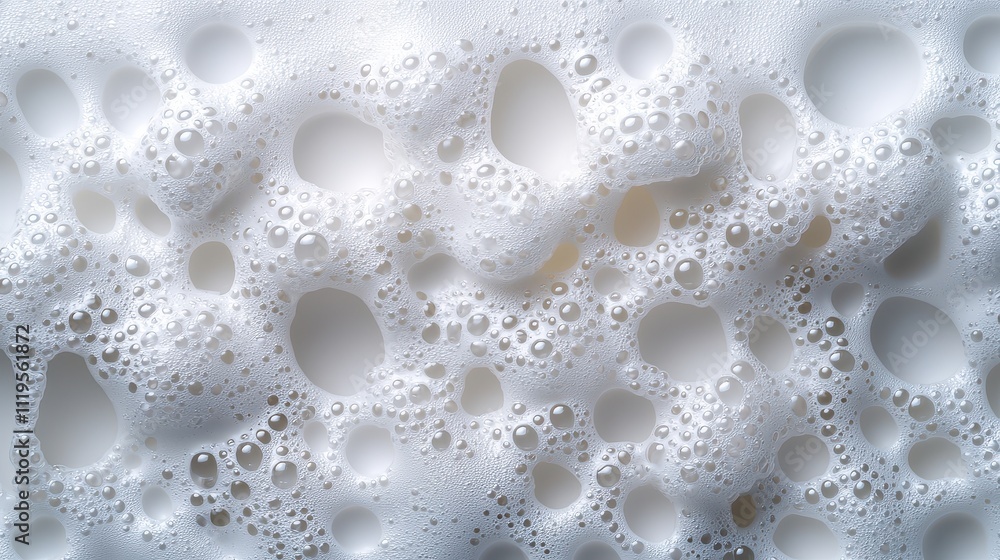 Poster insulation foam spray concept, close-up foam spray creating flawless seal on surface with bubbles an