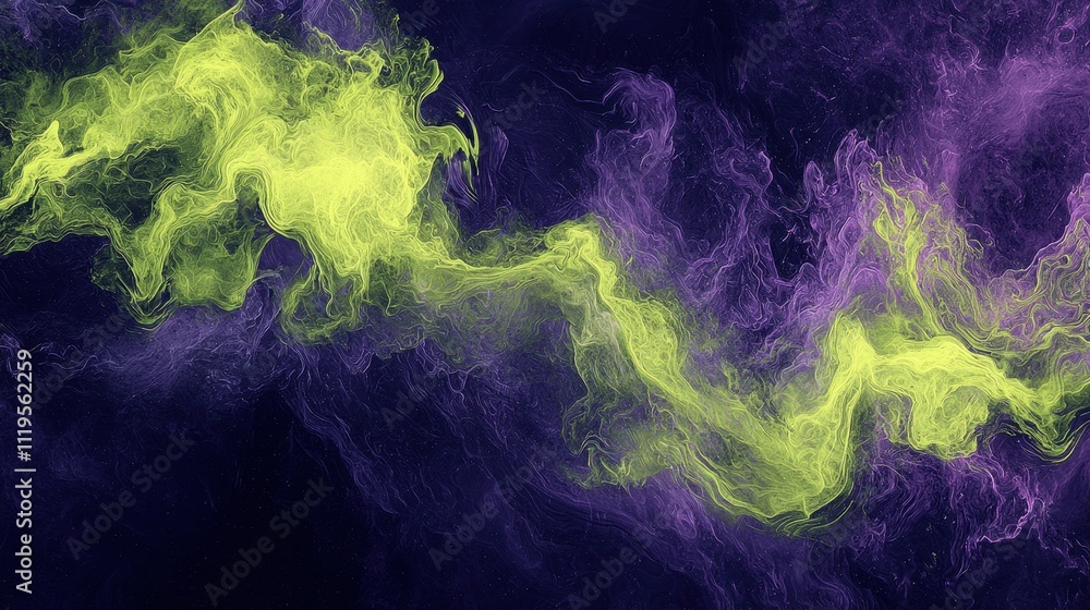 Poster dynamic dark grainy background featuring elegant colorful swirls and abstract design elements