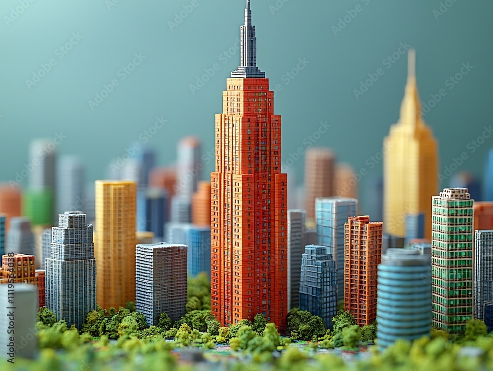 Poster soaring skyscraper symbolizing the nexus of data growth and modern business development