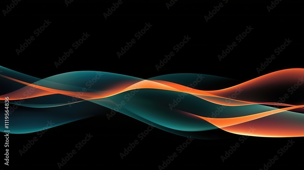 Poster elegant dynamic dark grainy background with flowing waves in vibrant colors