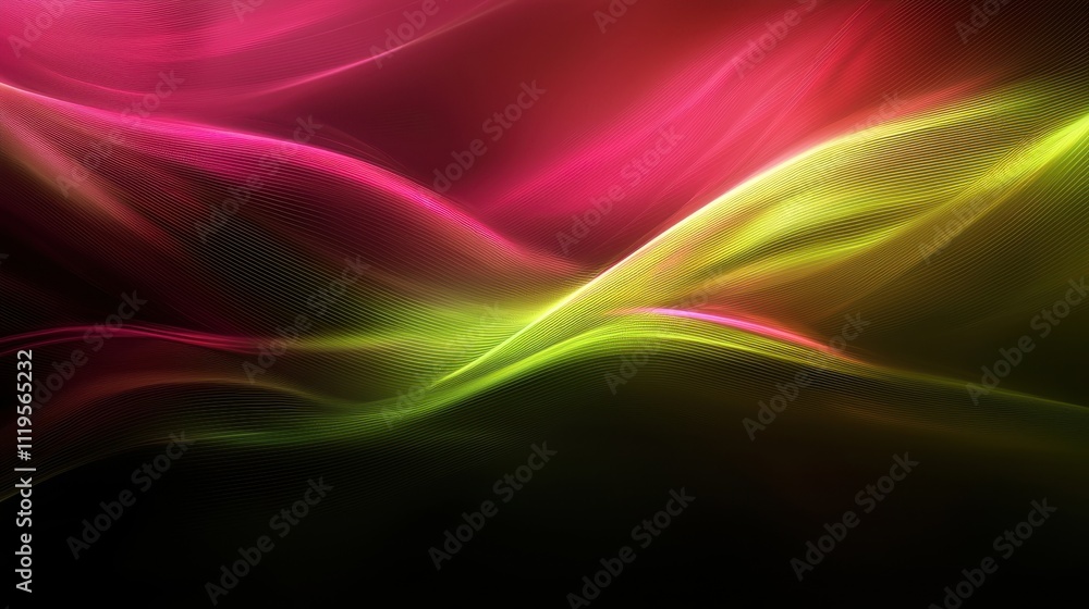 Poster elegant dynamic dark grainy background with smooth flowing waves in vibrant colors