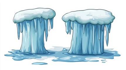 Minimalist Ice Caps Illustration on White Background