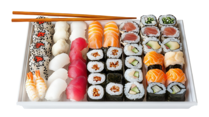 Savoring assorted sushi delights at a japanese restaurant a culinary experience