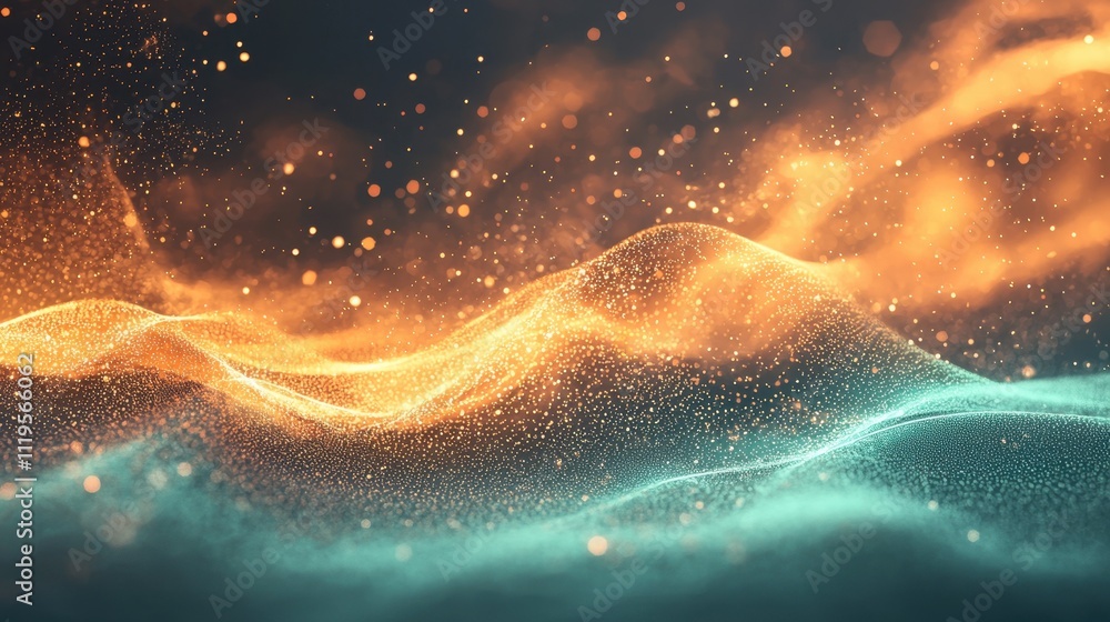 Poster elegant dynamic background with dark grainy texture and sparkling elements