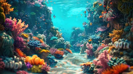 Breathtaking coral reef scene with vibrant sea life and crystal-clear water