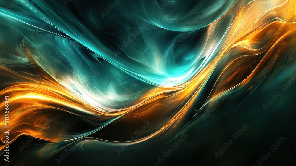 Poster elegant dynamic abstract background with dark grainy effect and colorful fluid waves