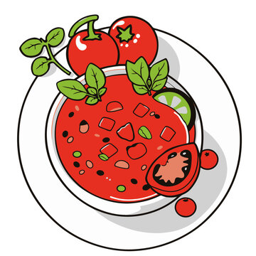 red gazpacho soup bowl with tomatoes clip art preview
