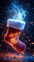  magic coming out from the Christmas socks, indoor Christmas vibe