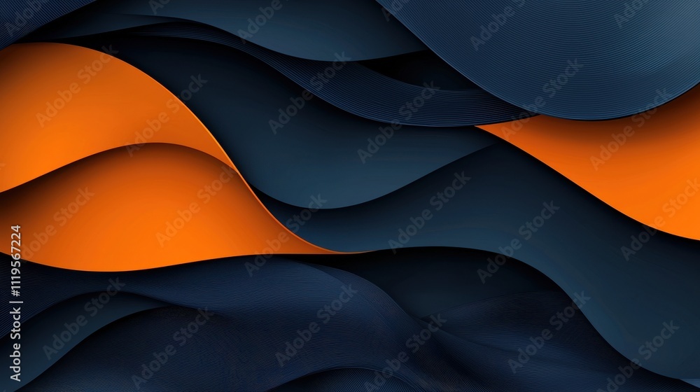 Aufkleber elegant dynamic dark background with grainy texture and flowing orange curves