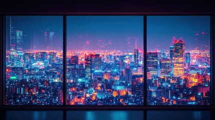 Night cityscape viewed from a large window.