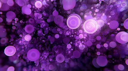 Purple circles layered to create a sense of depth on a dark background. 