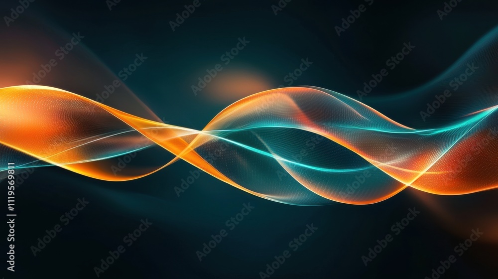 Poster elegant dynamic waves on dark grainy background with soft light effect for creative use