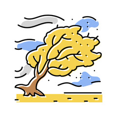 strong winds hurricane disaster color icon vector. strong winds hurricane disaster sign. isolated symbol illustration