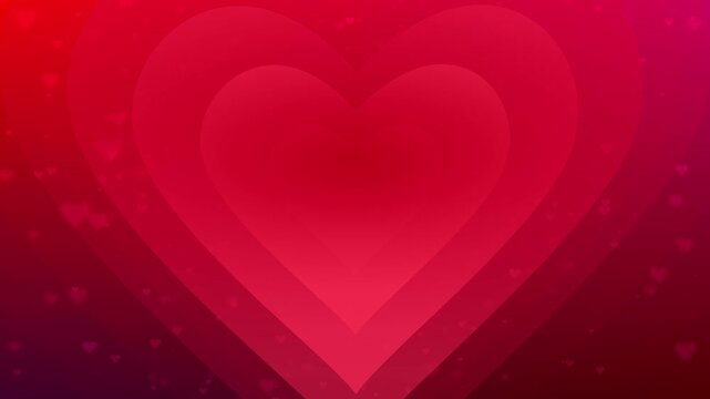 Red hearts creating concentric pattern expressing love and romance, valentine or wedding background
