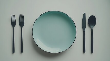 Minimalist Setting with Empty Plate and Utensils