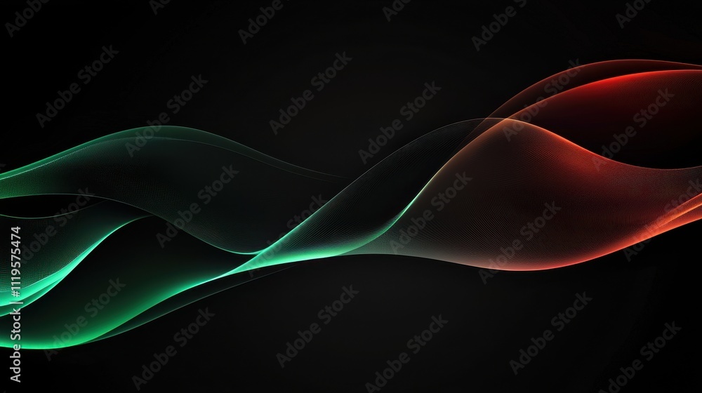 Poster Sleek and Moody Abstract Design with Black Background and Textured Colorful Waves