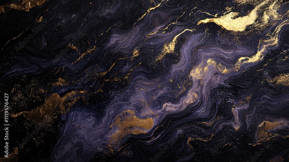 Poster moody black and gold textured design with sleek swirls and soft noise patterns