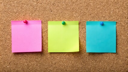 Colorful blank sticky notes on cork board, colorful, blank, sticky notes, cork board, office, organization, reminders