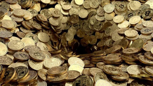 Bitcoin Vortex, Coins are Draining into the Hole, Seamless Looping 3d animation, Ultra HD 4K 3840x2160