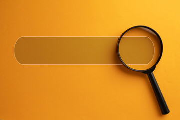 Search bar icon under a magnifying glass idea for SEO(Search Engine Optimization)...
