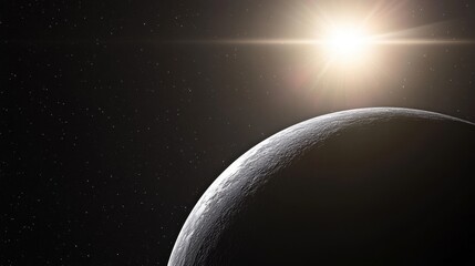 Stunning View of a Celestial Body with Sun Rays Illuminating the Space Around, Captivating Galaxies, and Sparkling Stars in the Background