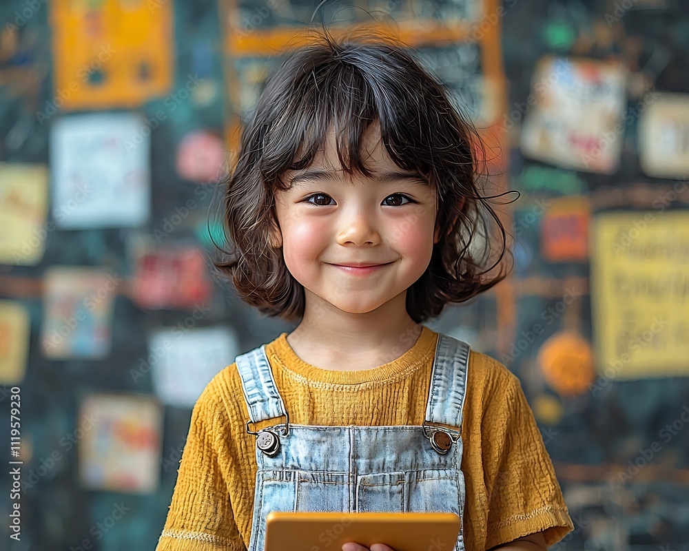 Poster child exploring languages and cultures through interactive tablet lessons