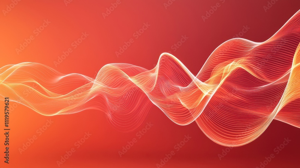 Poster voice sound projection concept, abstract 3d rendering of human voice visualized with flowing waves a