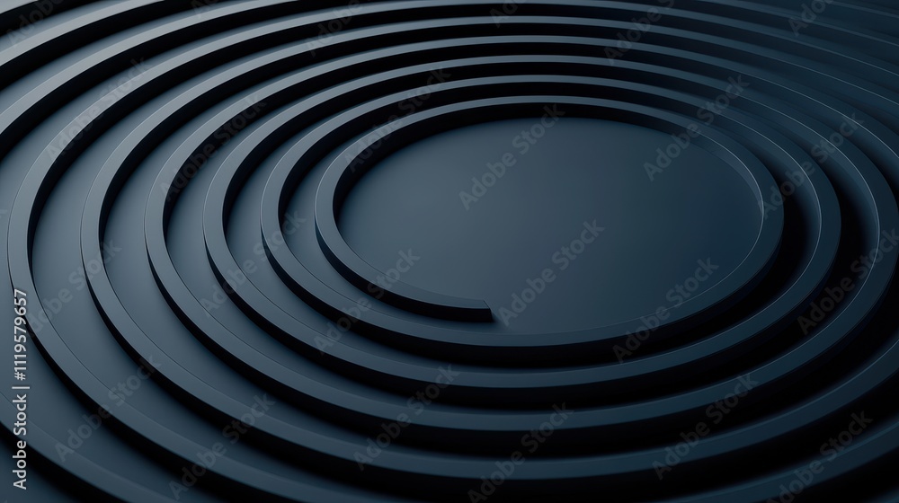 Poster voice sound projection concept, abstract 3d visualization of sound waves in circular patterns on a d