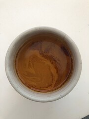 Top view of cup of coffee