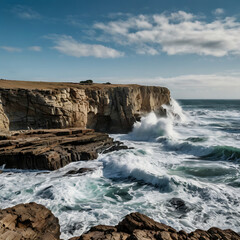 waves crashing on rocks