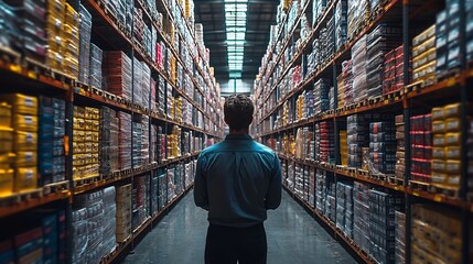 Wholesale Manager Monitoring Glowing Inventory Map with Real Time Data Streams