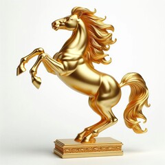27 Golden Horse Figurine Rearing Up A horse crafted from gold ca