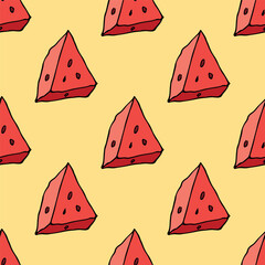 Seamless pattern with watermelon doodle for decorative print, wrapping paper, greeting cards, wallpaper and fabric