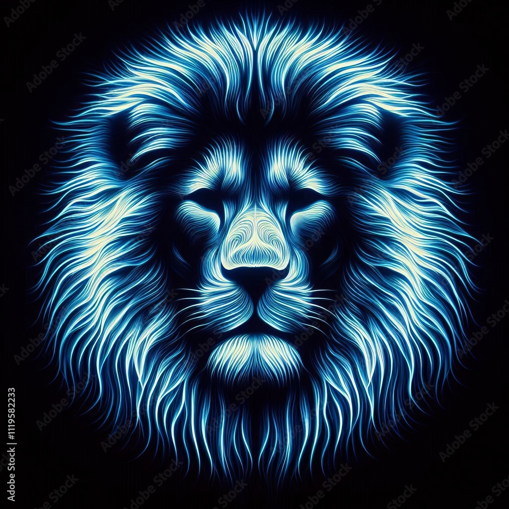 Poster 9 lion luminogram a luminogram of a lion with the light creating