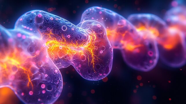 Glowing Synthetic Muscle Fiber Representing Bioengineering Advancements