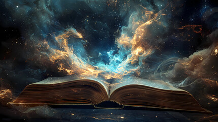 Book as portal to fantastical world. Endless imagination and creative exploration.