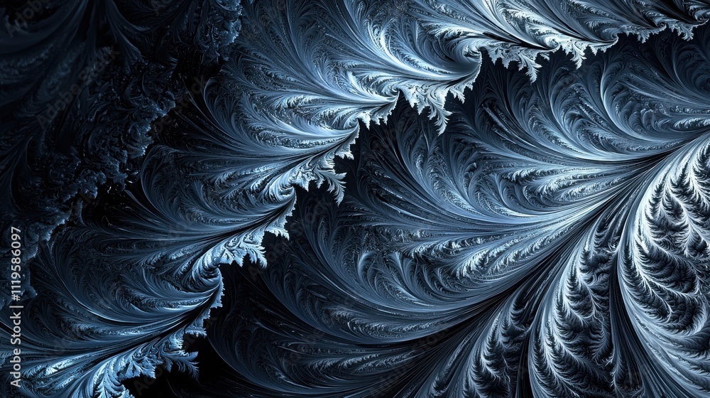Poster surreal black background with ethereal wisps of ice creating a dreamlike visual experience