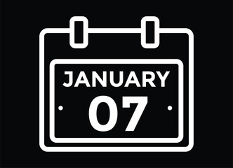 January 7 Calendar Day or Calender Date for Deadlines or Appointment. Calendar vector icon. Deadline. Date. 
