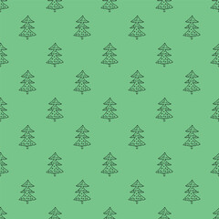 Seamless pattern with geometric minimal scandinavian Christmas tree doodle for decorative print, wrapping paper, greeting cards and fabric